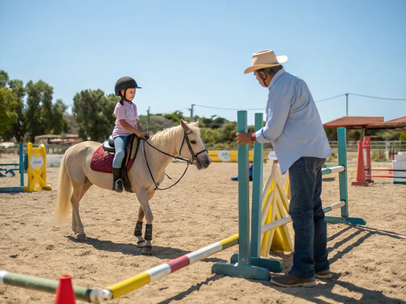 A young rider receiving personalized coaching from an experienced trainer, highlighting skill development and personalized attention.