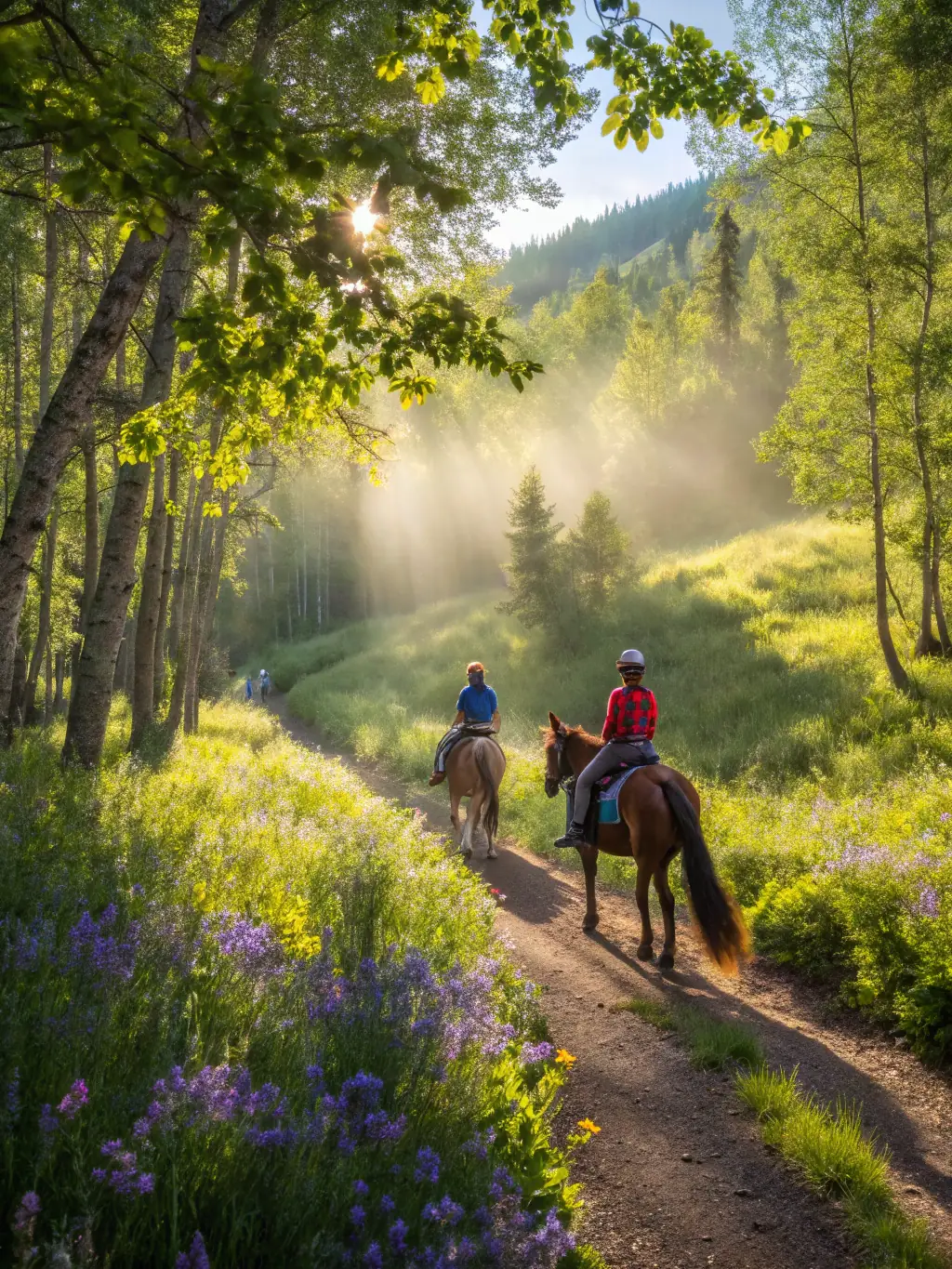 Participants on a scenic trail ride through the countryside, enjoying the natural beauty and camaraderie at LE CARROU'ZELE DE SAINT FRONT.